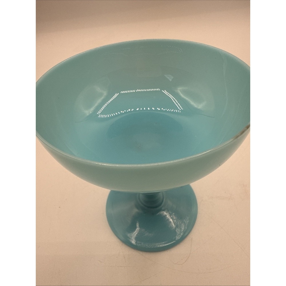 Vtg Portieux Vallerysthal Robin Egg Blue Opaline Glass Goblet 4.25" #13526 - Picture 4 of 7